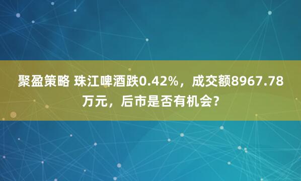 聚盈策略 珠江啤酒跌0.42%，成交额8967.78万元，后市是否有机会？